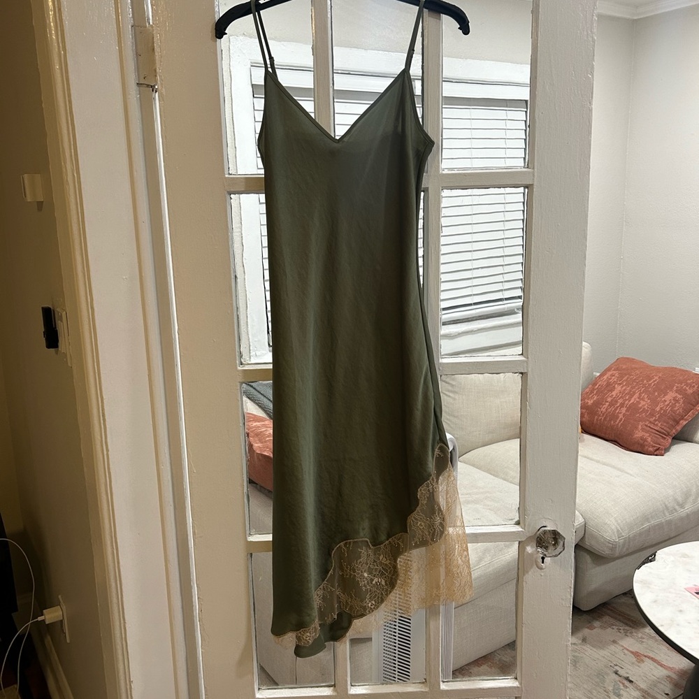 Aritzia Wilfred Olive Green Slip Dress